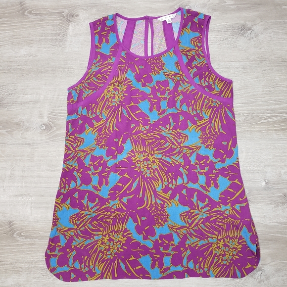 CAbi Tops - CAbi size medium blue and fuchsia floral top